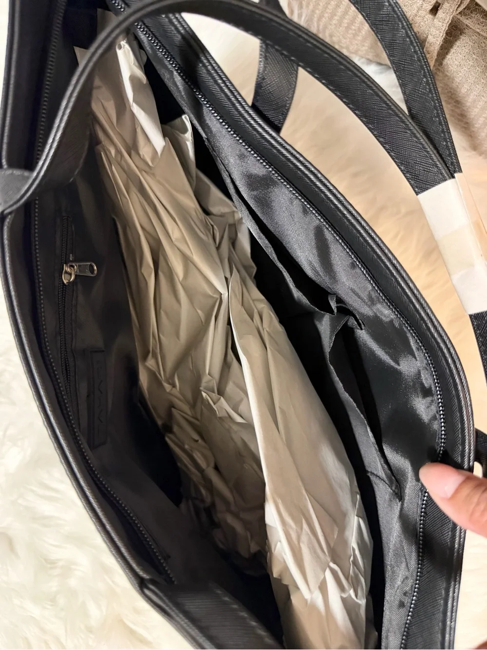 Tahari Black Saffiano Shopper Tote Bag NWT